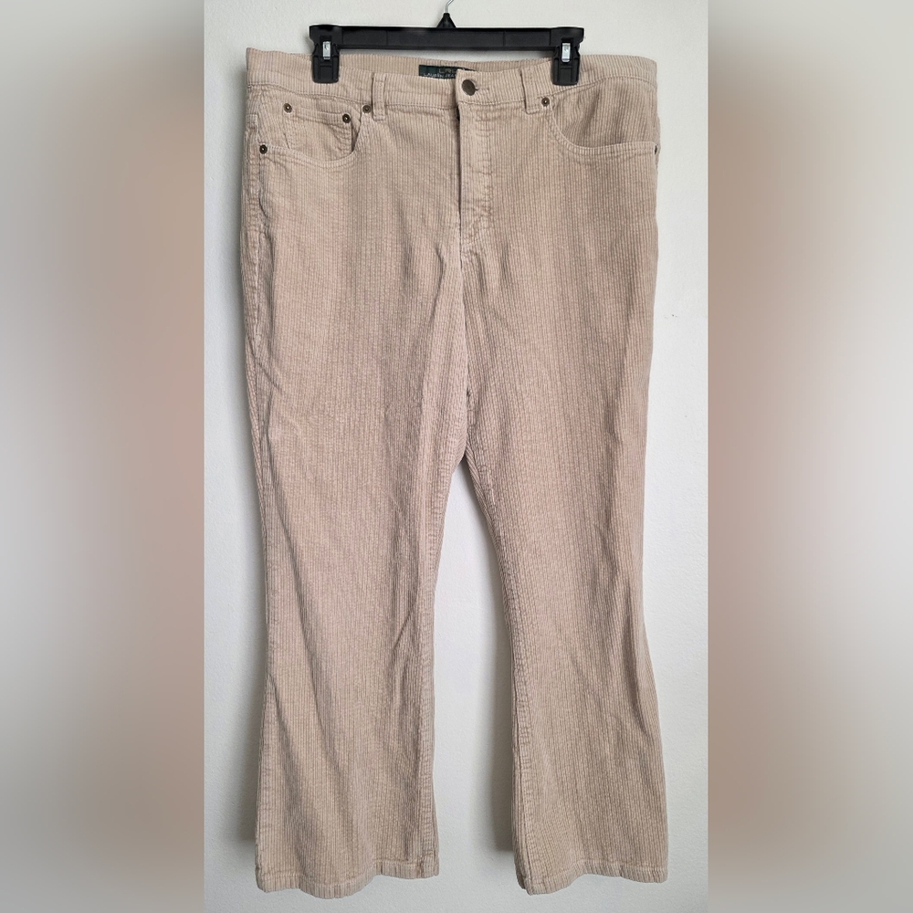 Ralph Lauren Womens Bootcut Cordoruy Pants Size14 Tan